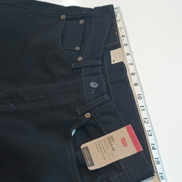 Levi's Tall Mens 505 Regular fit jeans Sz 32 x 38 Levi's black Denim straight - Picture 9 of 13
